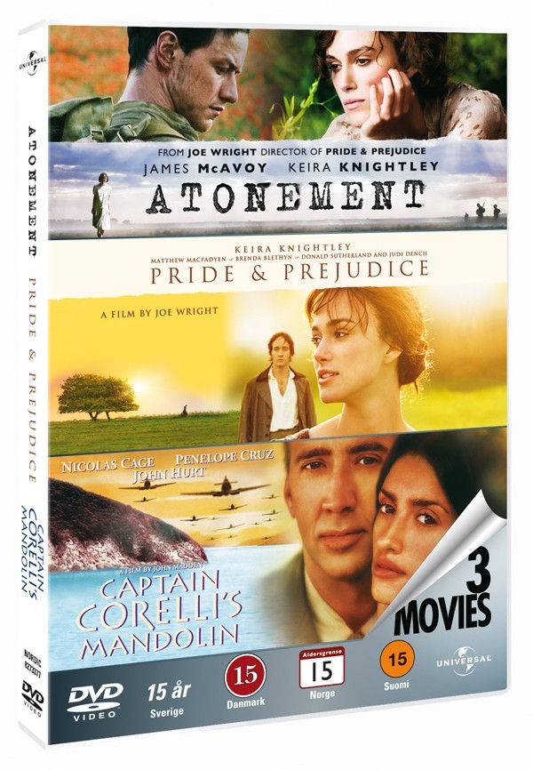 Atonement + Pride & Prejudice + Captain Corelli\'s Mandolin